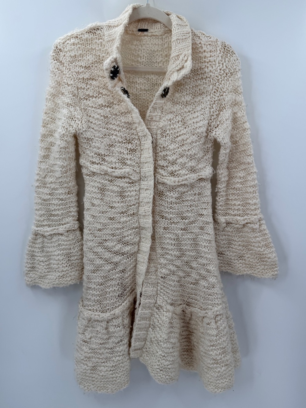 Free People Long Wool Blend Sweater Coat Cardigan Medium